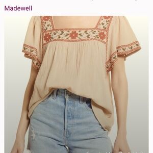 Madewell embroidered square neck top